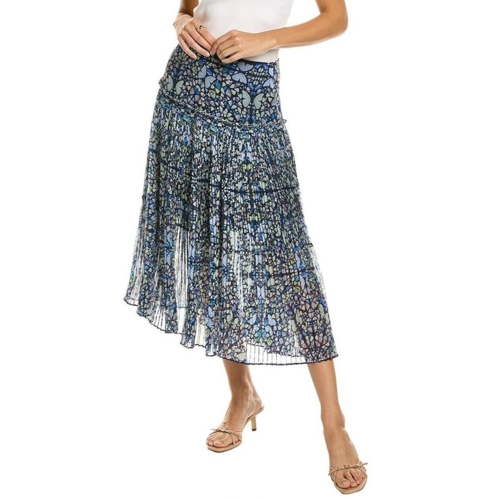 Ted Baker Lailaah Corrugated Pleat Midi Skirt Blue Size 5 US‎ 12  $275